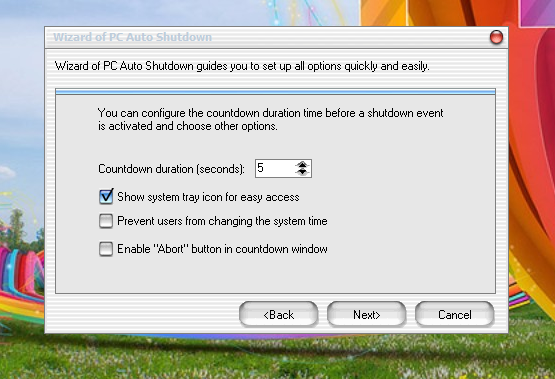 2nd screen of Pc Auto Shutdown Software.