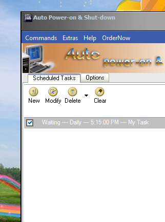 Added Tasks shows under Scheduled tasks window. The selected tasks can be modified and deleted.