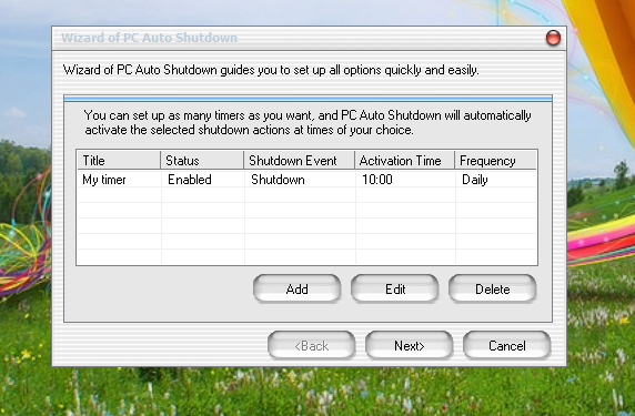 Added shutdown timers shown in the main window