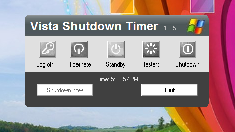 First startup window of Vista Shutdown timer running on windows 7