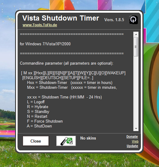 Info Window of Vista Shutdown Timer
