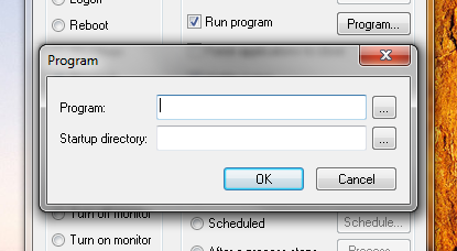 Run Program window opened up when program button is pressed