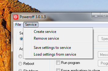 Service menu of Poweroff
