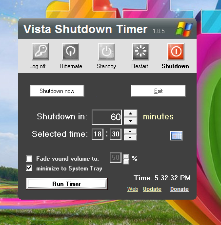Shutdown screen of Vista Shutdown Timer